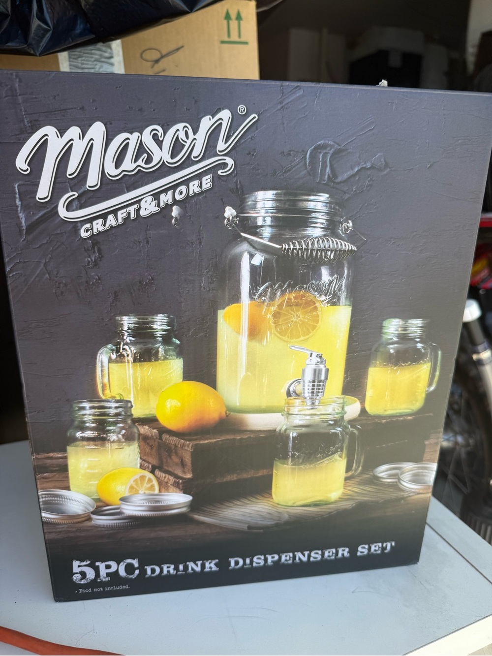 Mason 5pc Glass Drink Dispenser Set with Yellow Accents